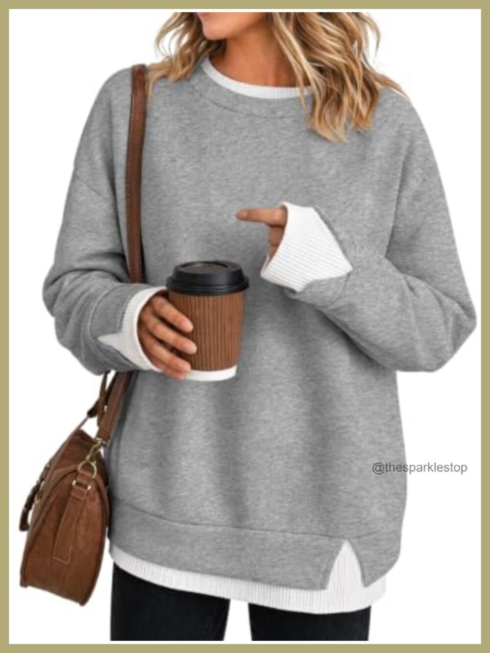 Crewneck Sweatshirt Long Sleeve Oversized Pullover Loose Fit Fall Top